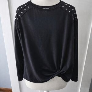 Rock & Republic Black Long Sleeve Top with Stud Accents